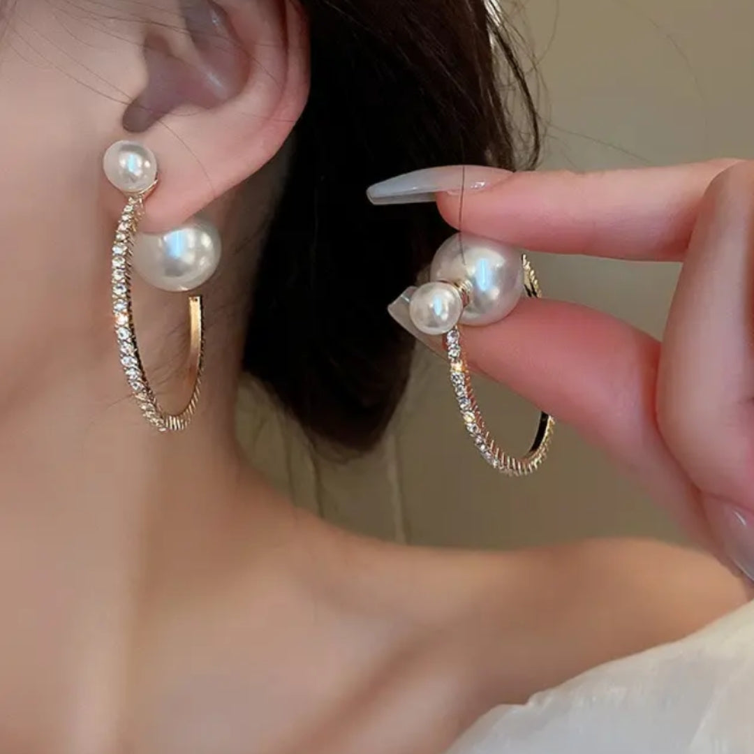 Goddess Glam Pearl Hoop Earrings