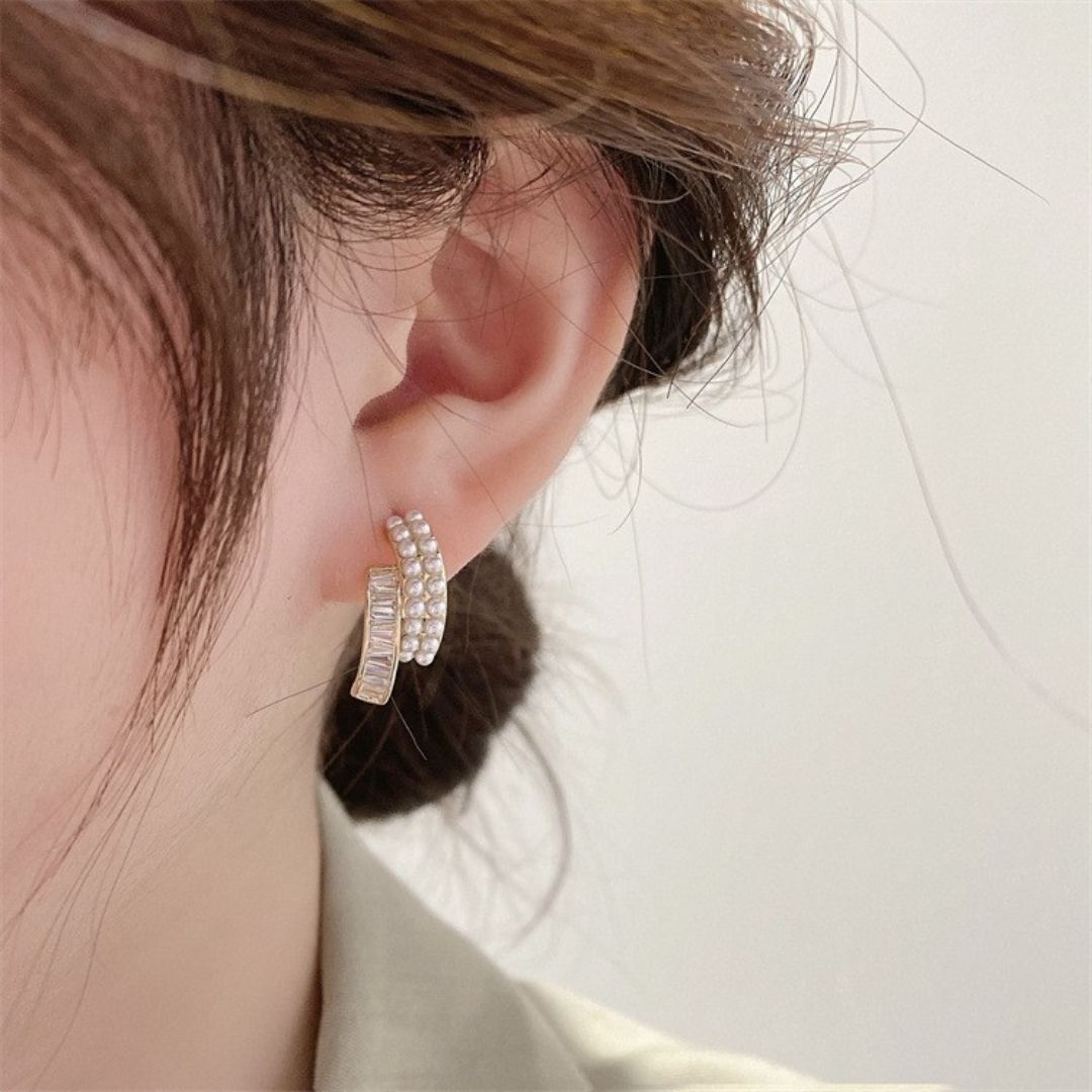 Pearl & Stone Cuffs Earring