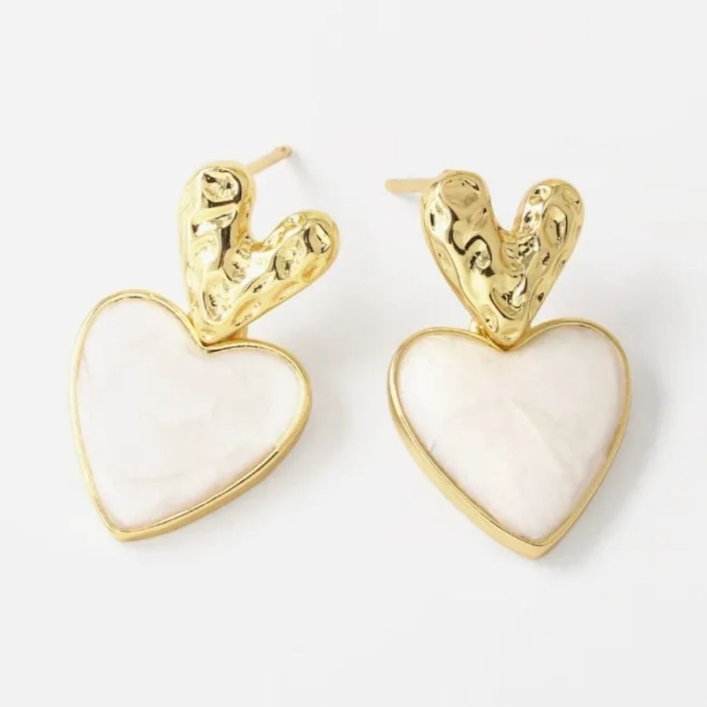 Gold Vanilla Heart Duo Earrings