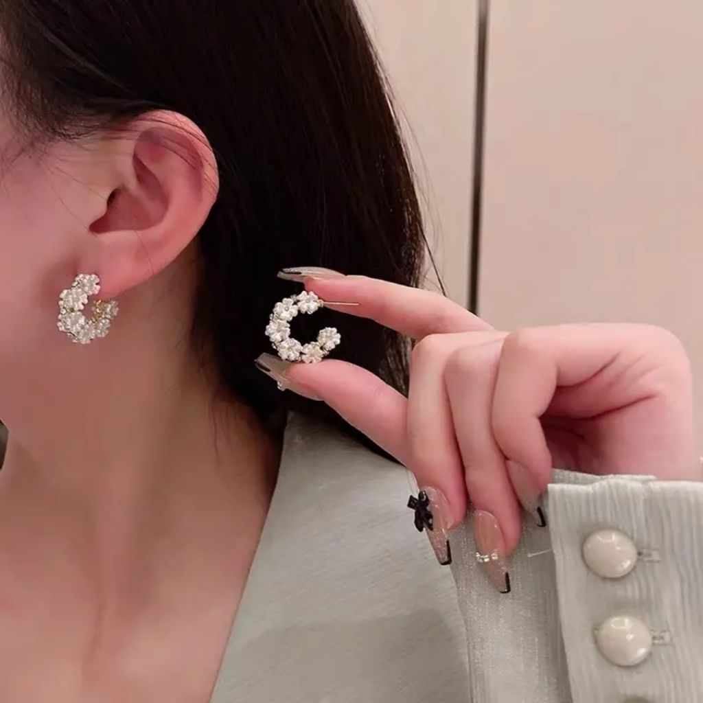 Fancy Floral Hoops Earrings