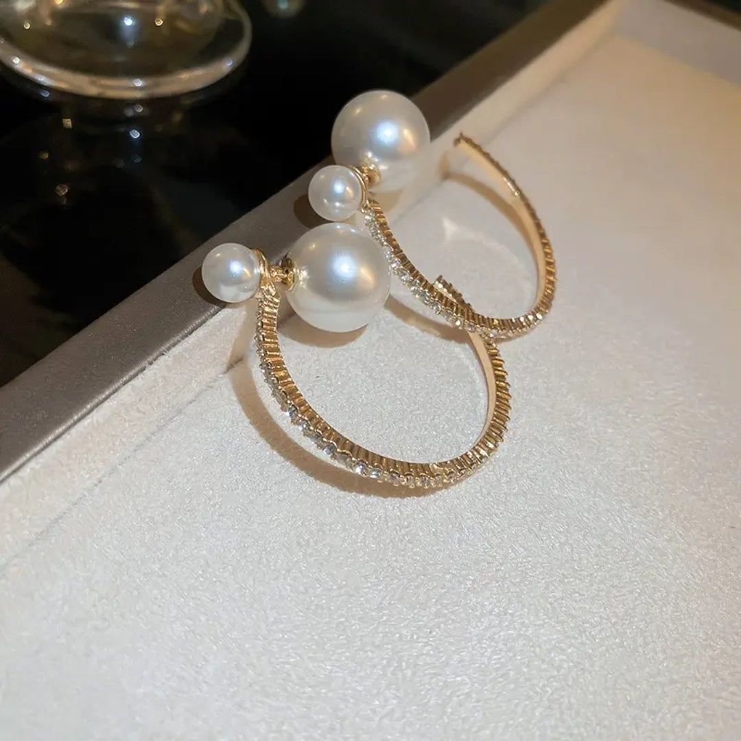 Goddess Glam Pearl Hoop Earrings