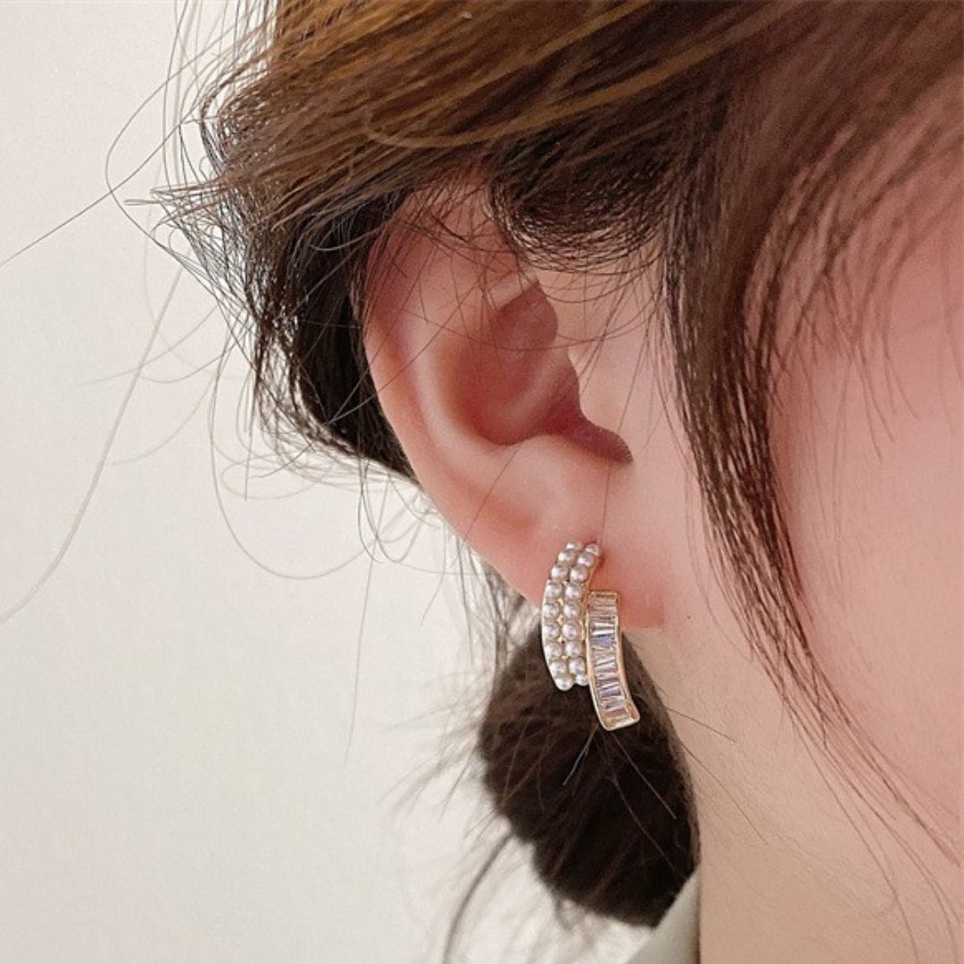 Pearl & Stone Cuffs Earring