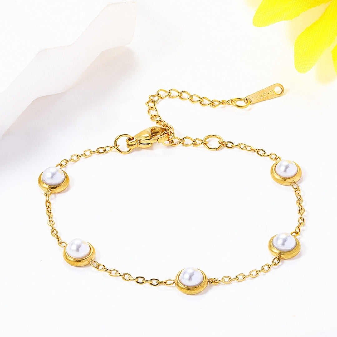 Gilded Orb Pearl Bracelet