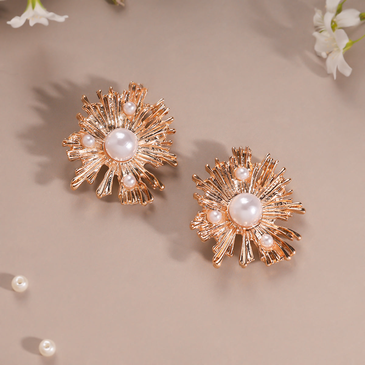 Pearly Petal Statement Earrings
