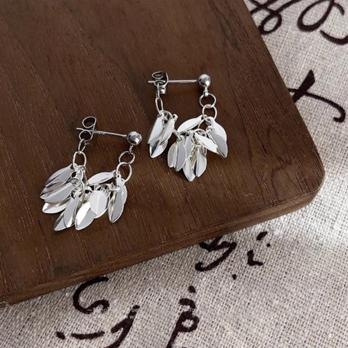 Silver Leaf Cascade Earrings