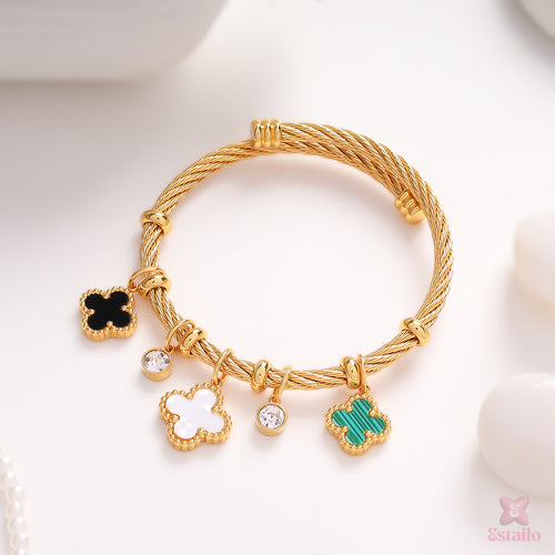 Golden Clover Statement Bracelet