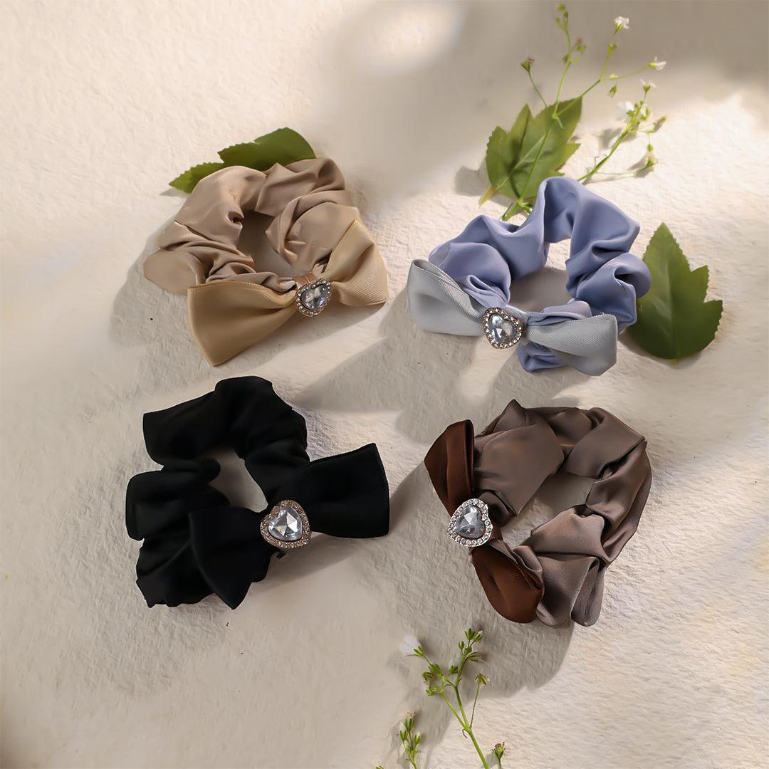 Satin Bow Hair Scrunchies Rubber (pack of 2)