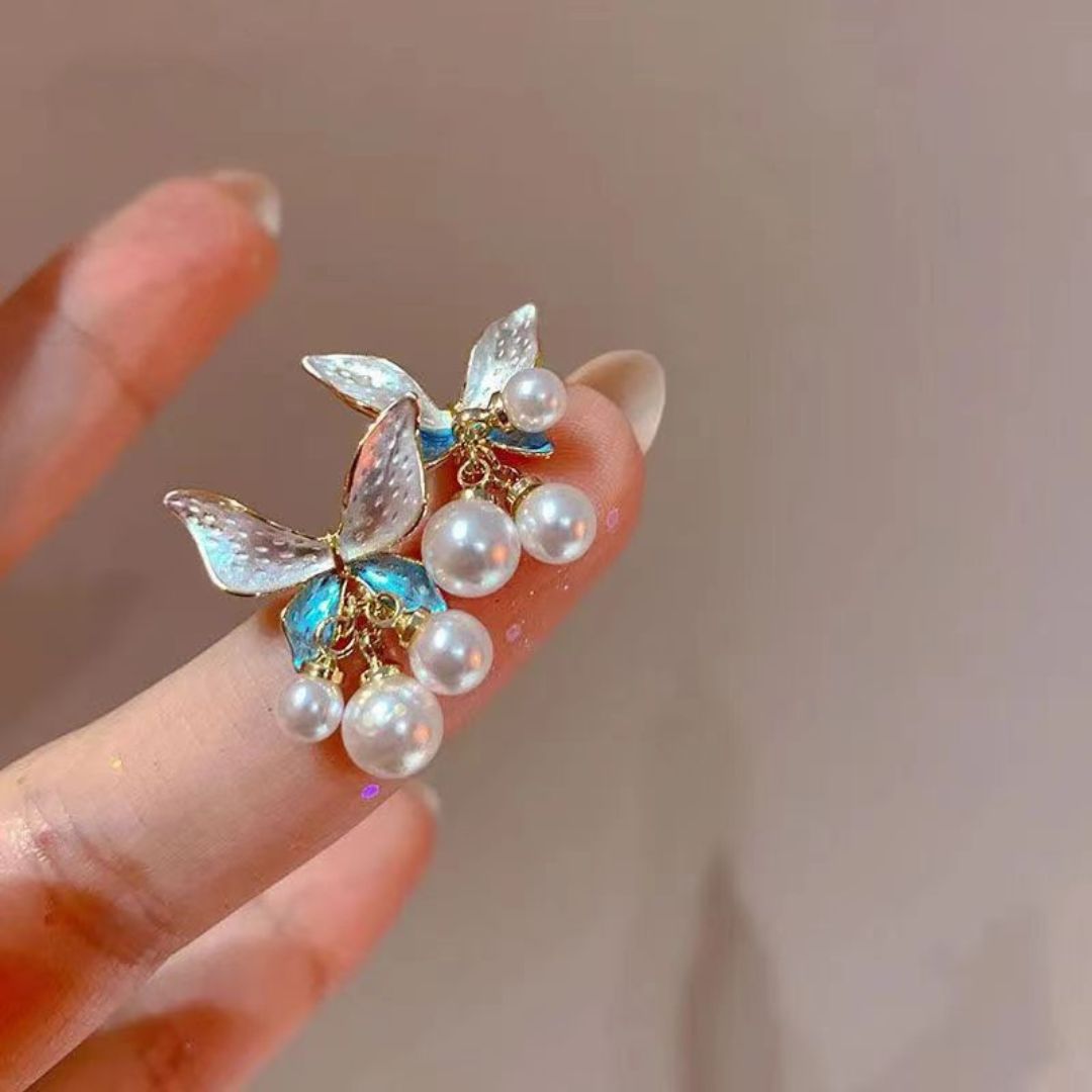 Celestial Butterfly Pearl Earrings