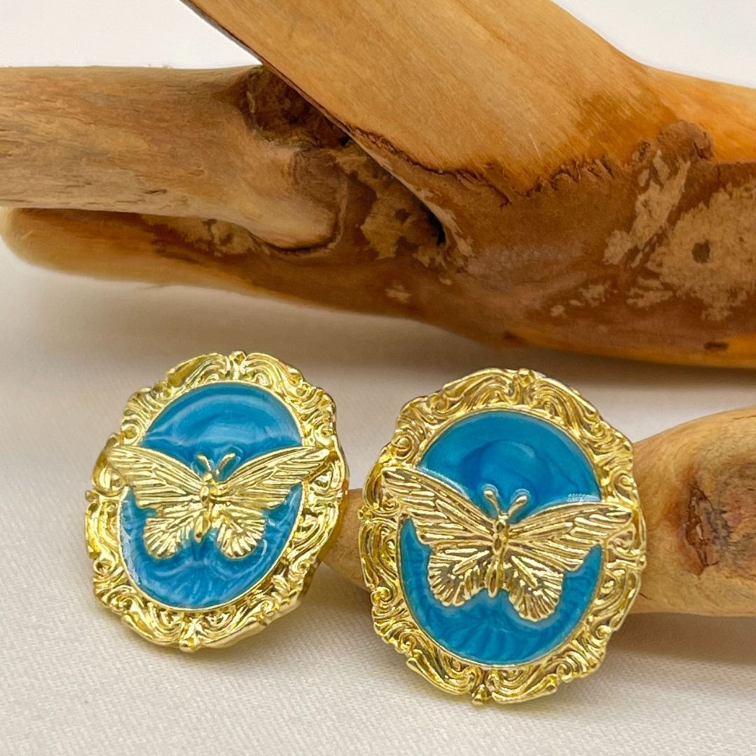 Gilded Butterfly Medallion Studs