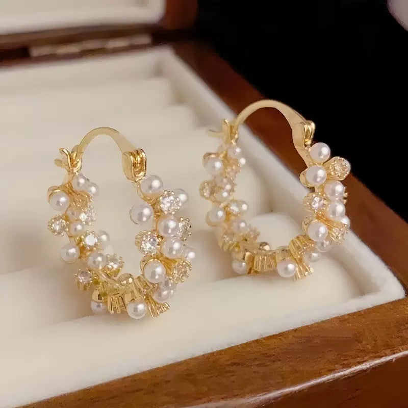 Celestial Pearl Hoops Earring