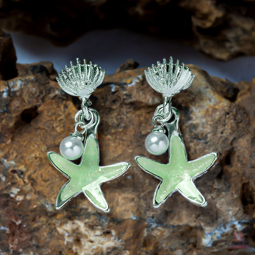 Starfish Pearl Drop Earrings