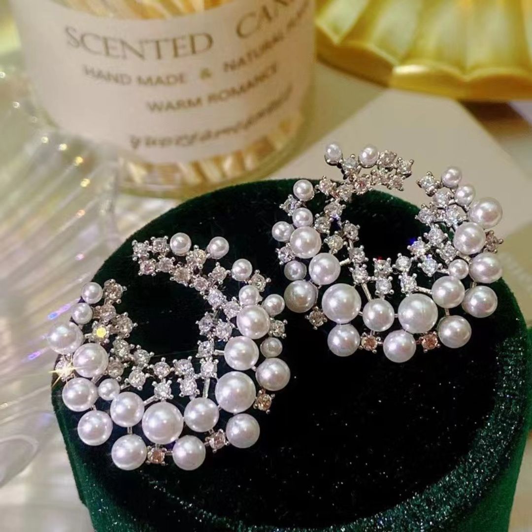 Celestial Pearl & Crystal Statement Earrings