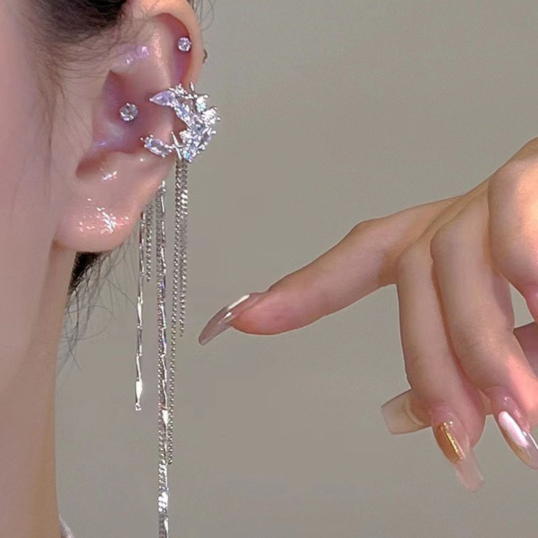 Moonlit Droplet Ear Cuff Earrings