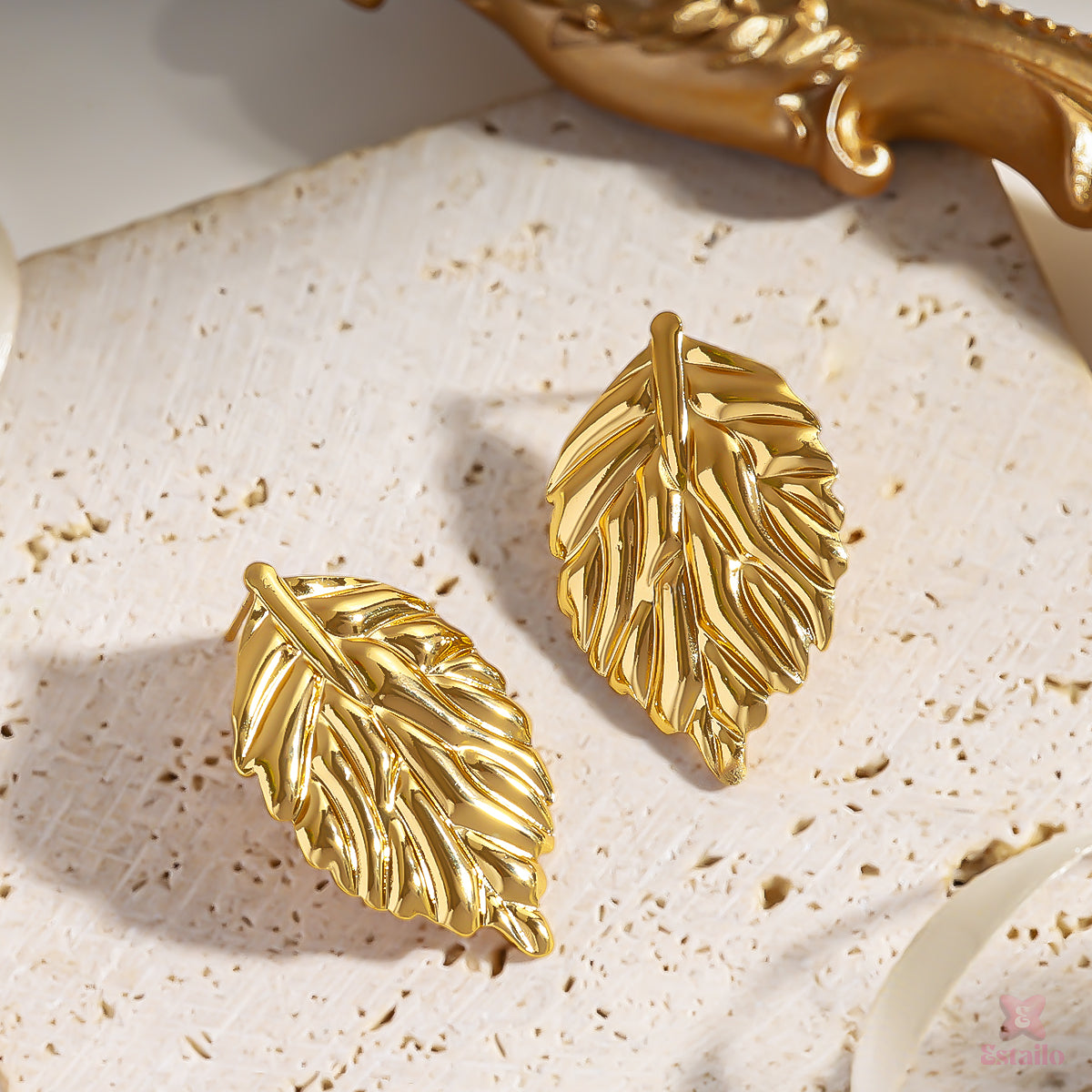 Golden Leaf Statement Earrings