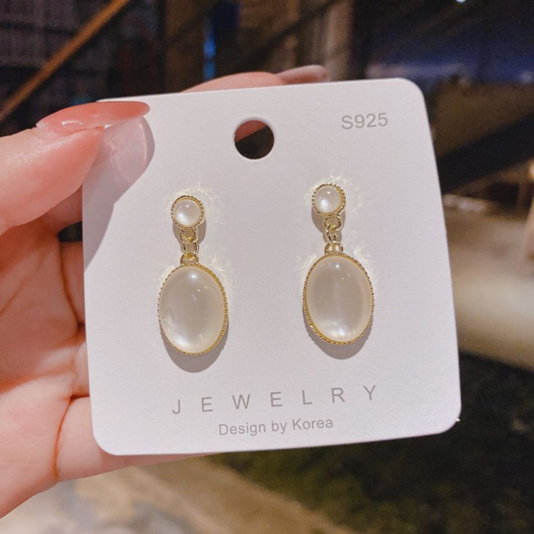 Moonlit Oval Drops Earrings