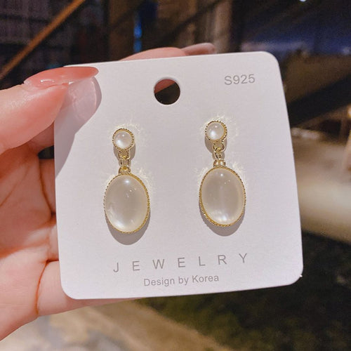 Moonlit Oval Drops Earrings