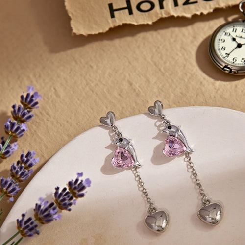 Dolphin's Embrace Heart Dangle Earrings