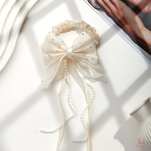 Rhinestone Bow Hair Rubber