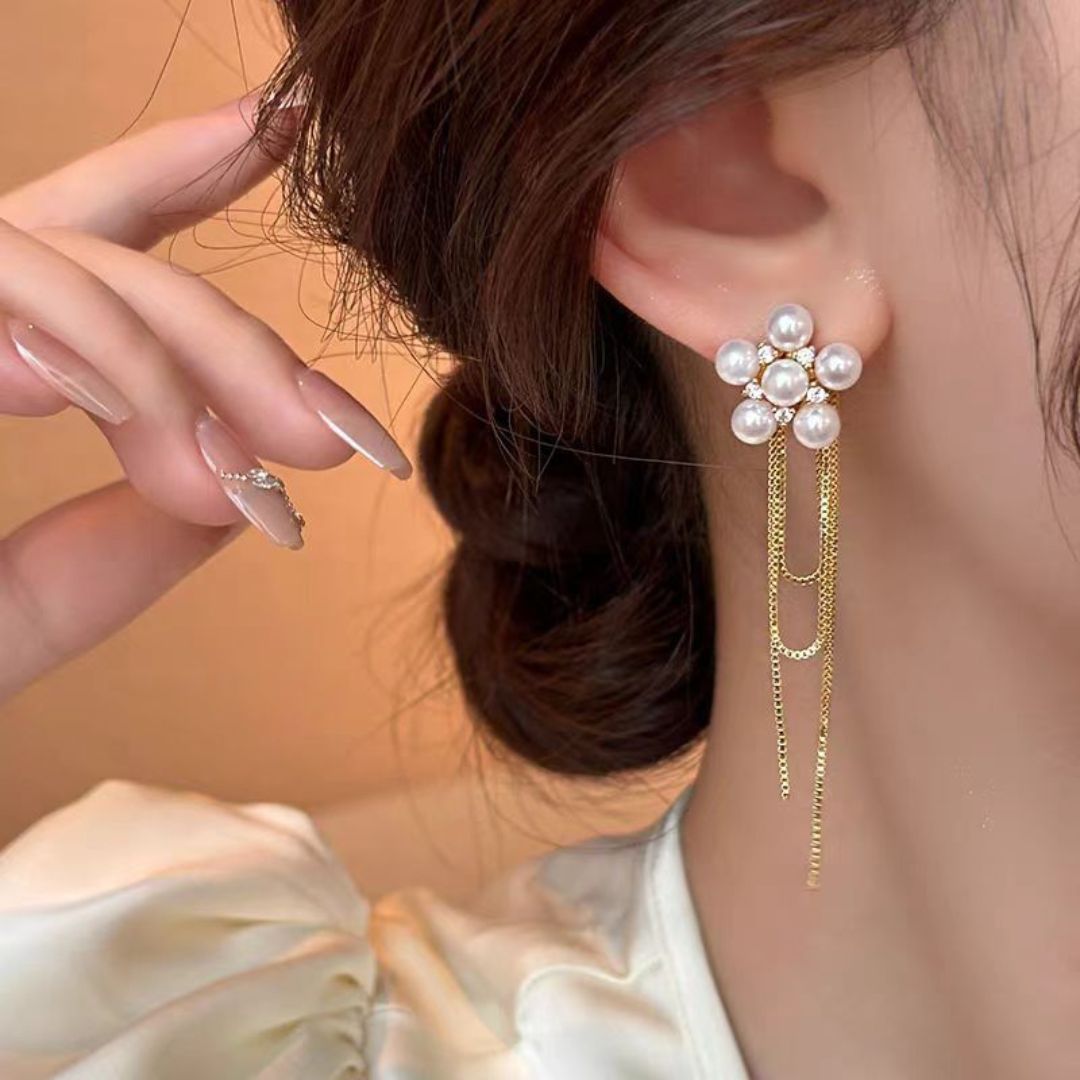 Graceful Pearl Floret Earrings