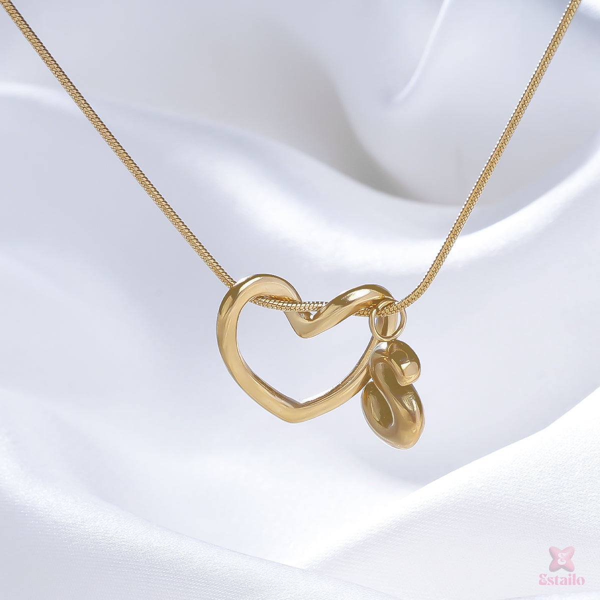 Heart & Letter Charm Necklace