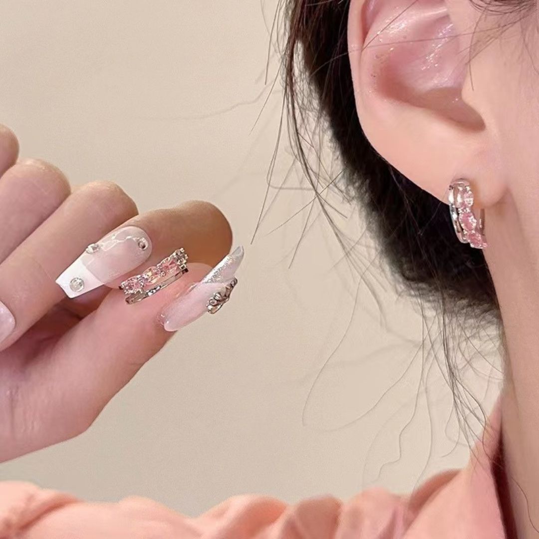 Blush Sparkle Hoops Earrings