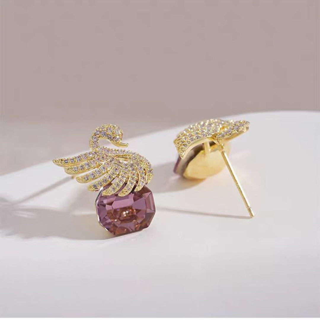 Amethyst Swan Serenade Earrings