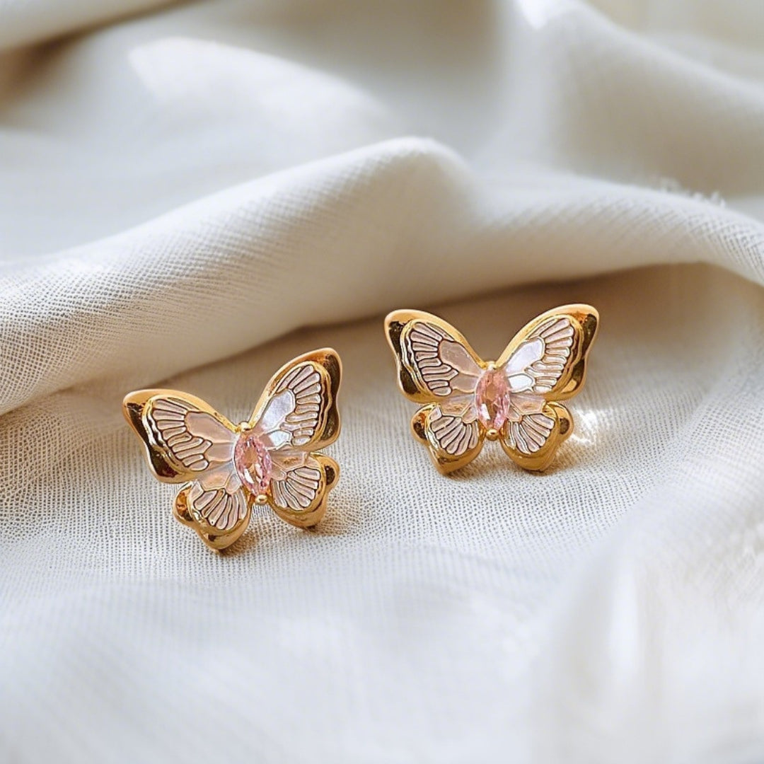 Golden Flutter Studs Earring