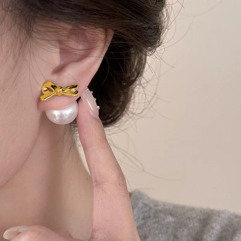 Classic Bowknot Pearl Earring