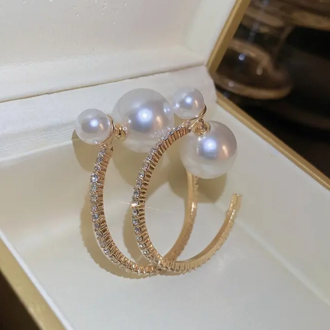 Goddess Glam Pearl Hoop Earrings
