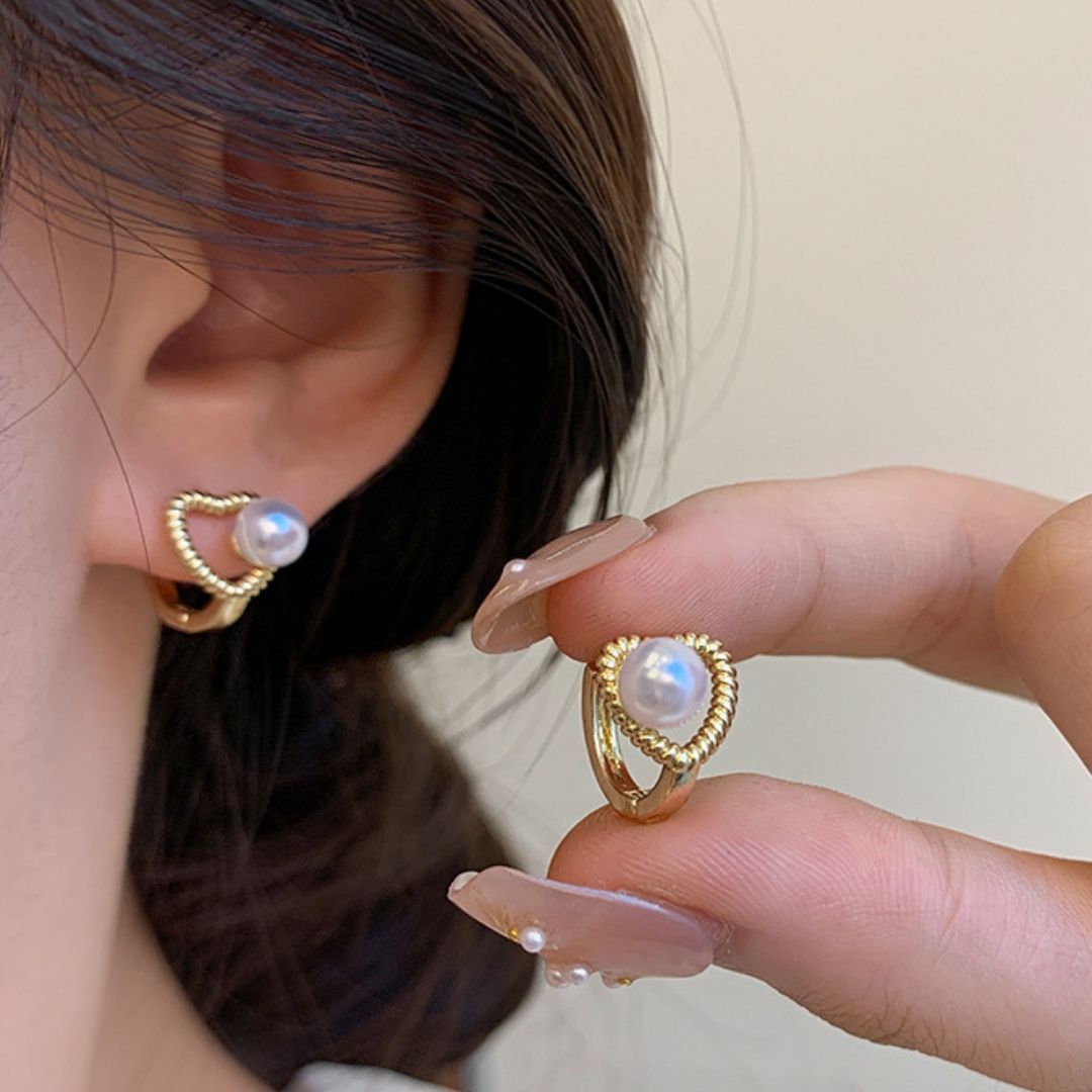 Gilded Cordis Pearl Huggies Earrings