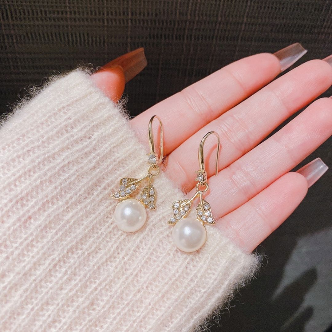 Lumina Leaf Drop Huggies Earrings