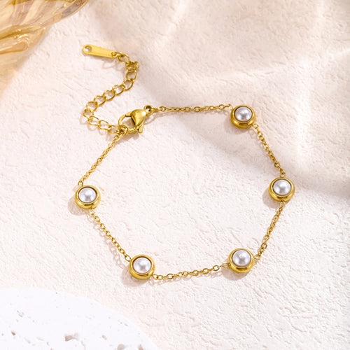 Gilded Orb Pearl Bracelet