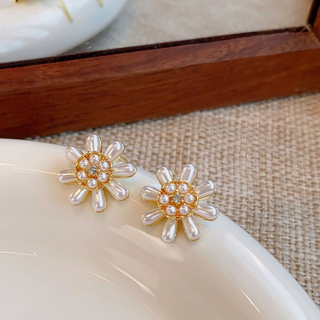 Meadow Bloom Pearl Studs Earrings