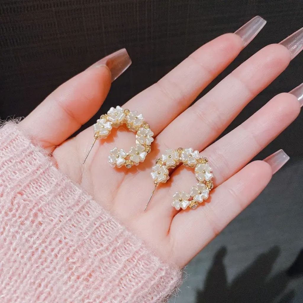Fancy Floral Hoops Earrings