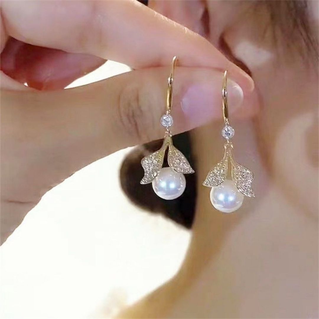 Lumina Leaf Drop Huggies Earrings