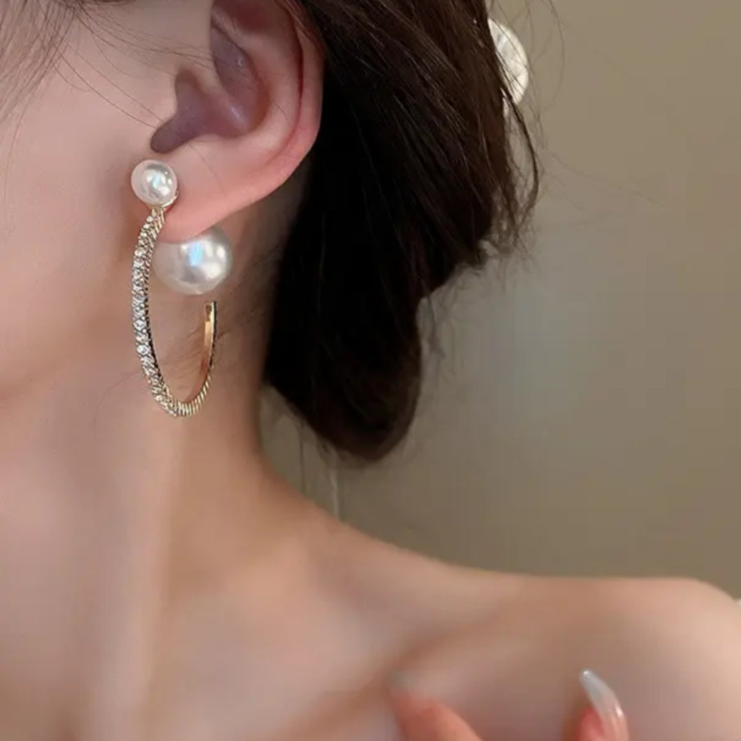 Goddess Glam Pearl Hoop Earrings