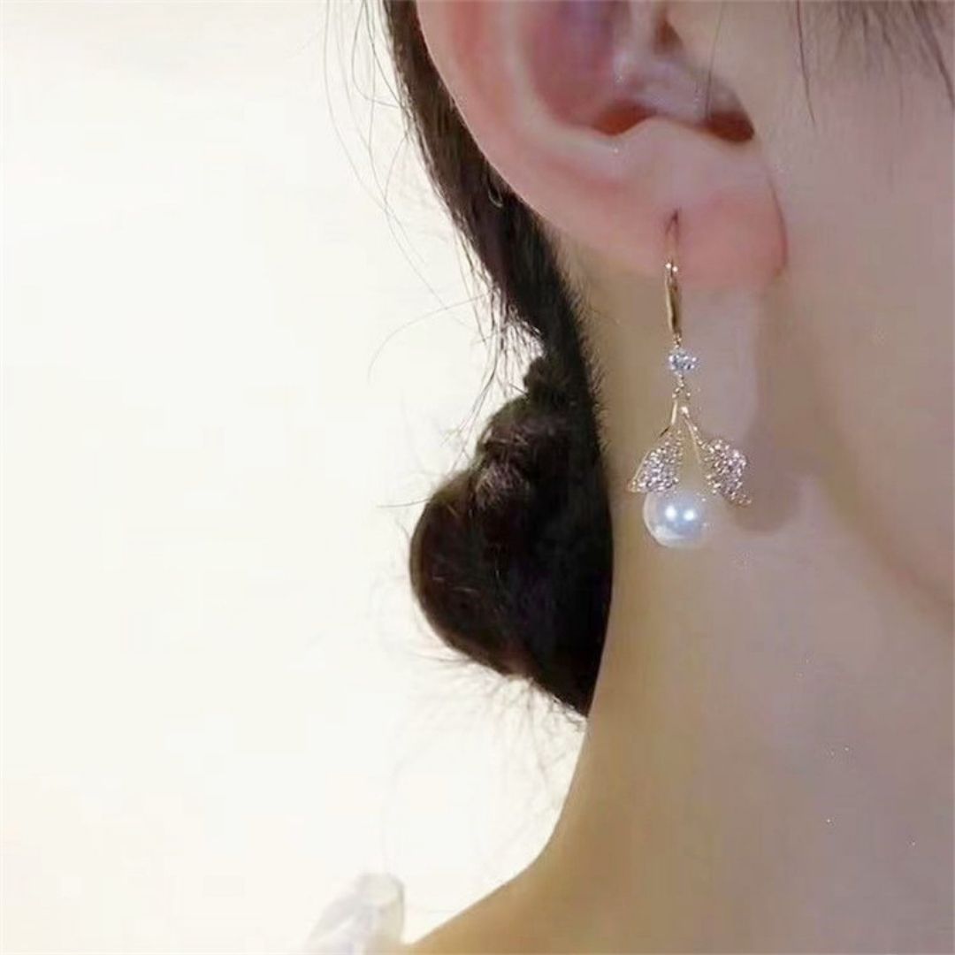Lumina Leaf Drop Huggies Earrings