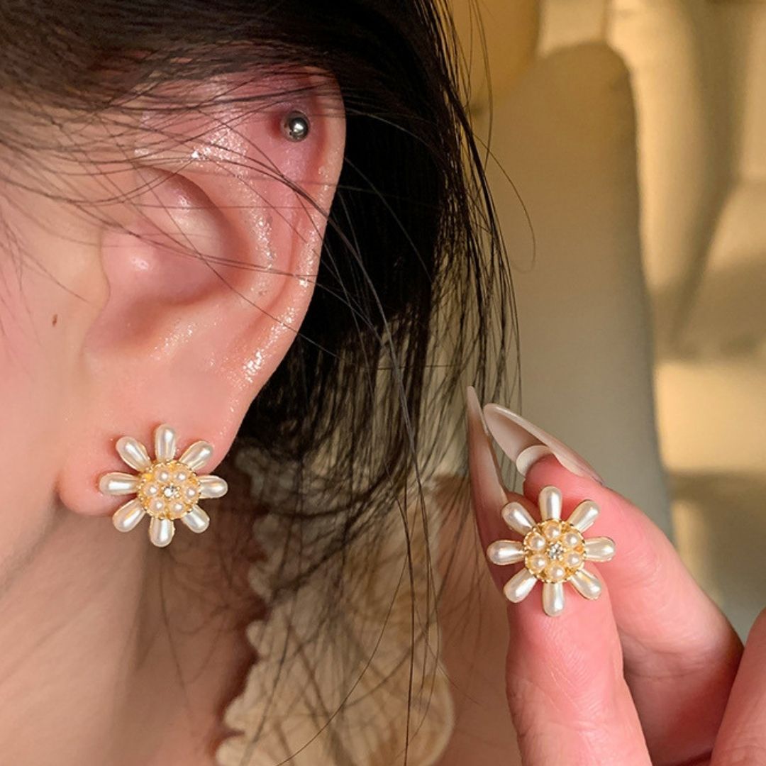 Meadow Bloom Pearl Studs Earrings
