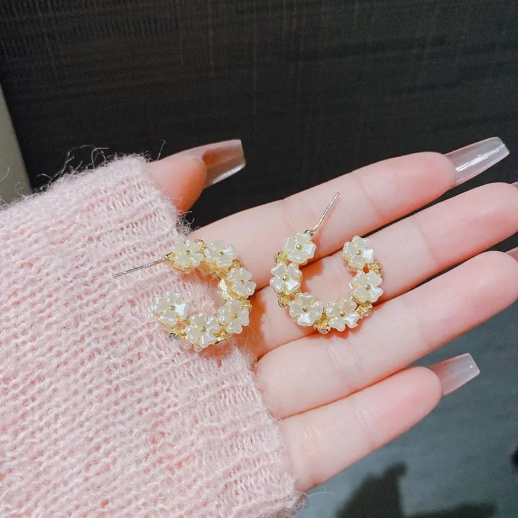 Fancy Floral Hoops Earrings