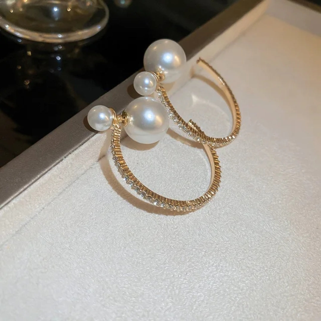 Goddess Glam Pearl Hoop Earrings