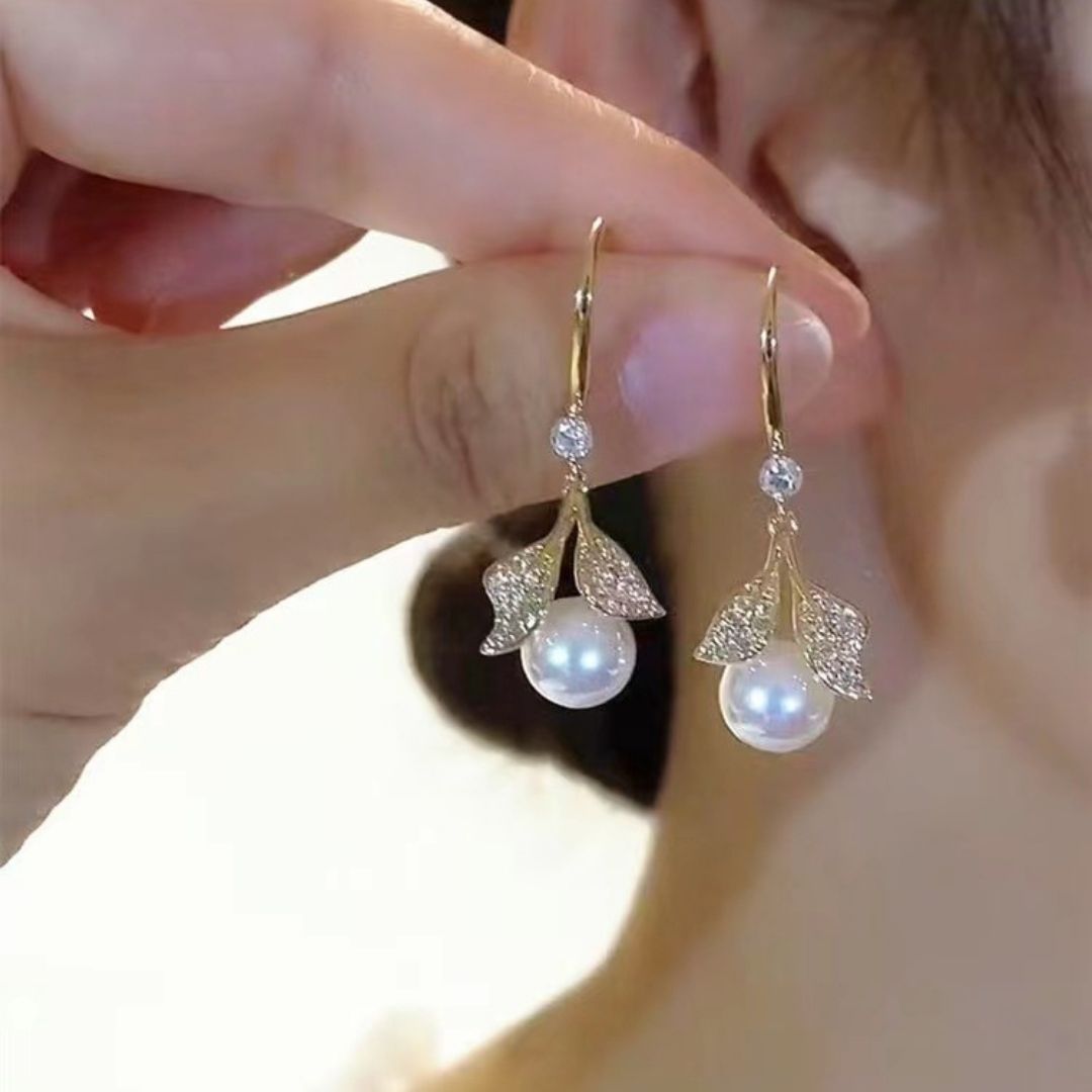Lumina Leaf Drop Huggies Earrings