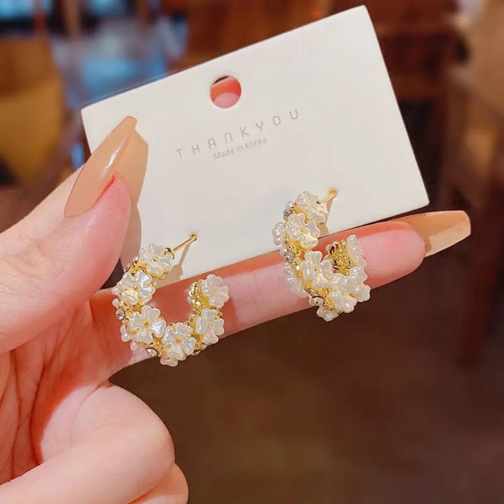Fancy Floral Hoops Earrings
