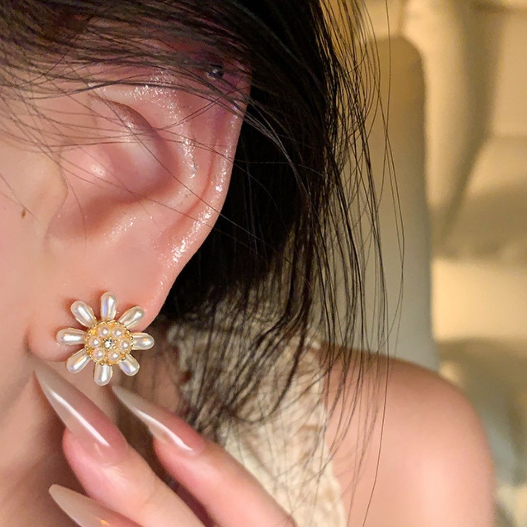 Meadow Bloom Pearl Studs Earrings