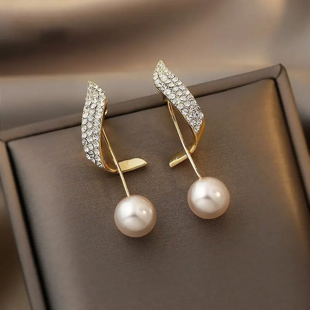 Perky Pearl long Chain Earrings