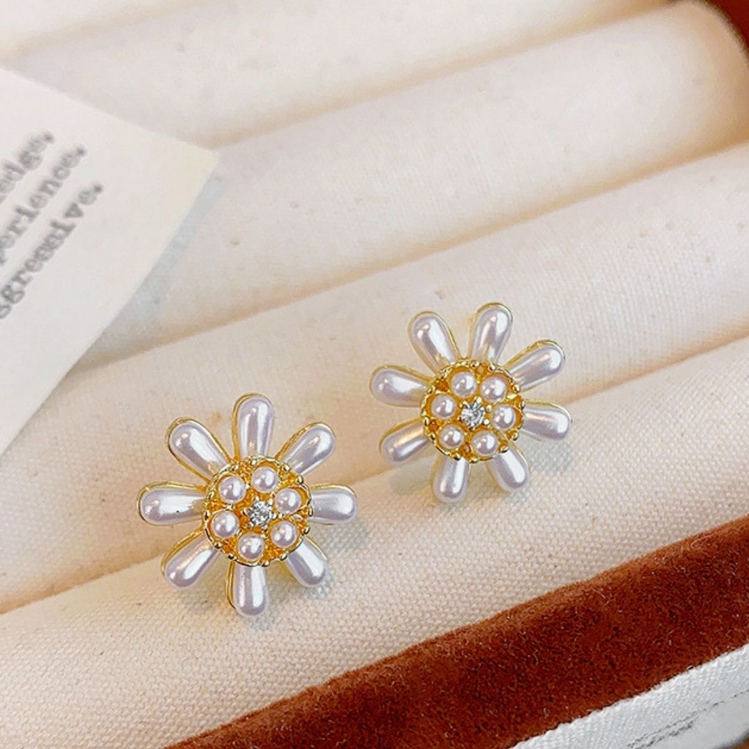 Meadow Bloom Pearl Studs Earrings
