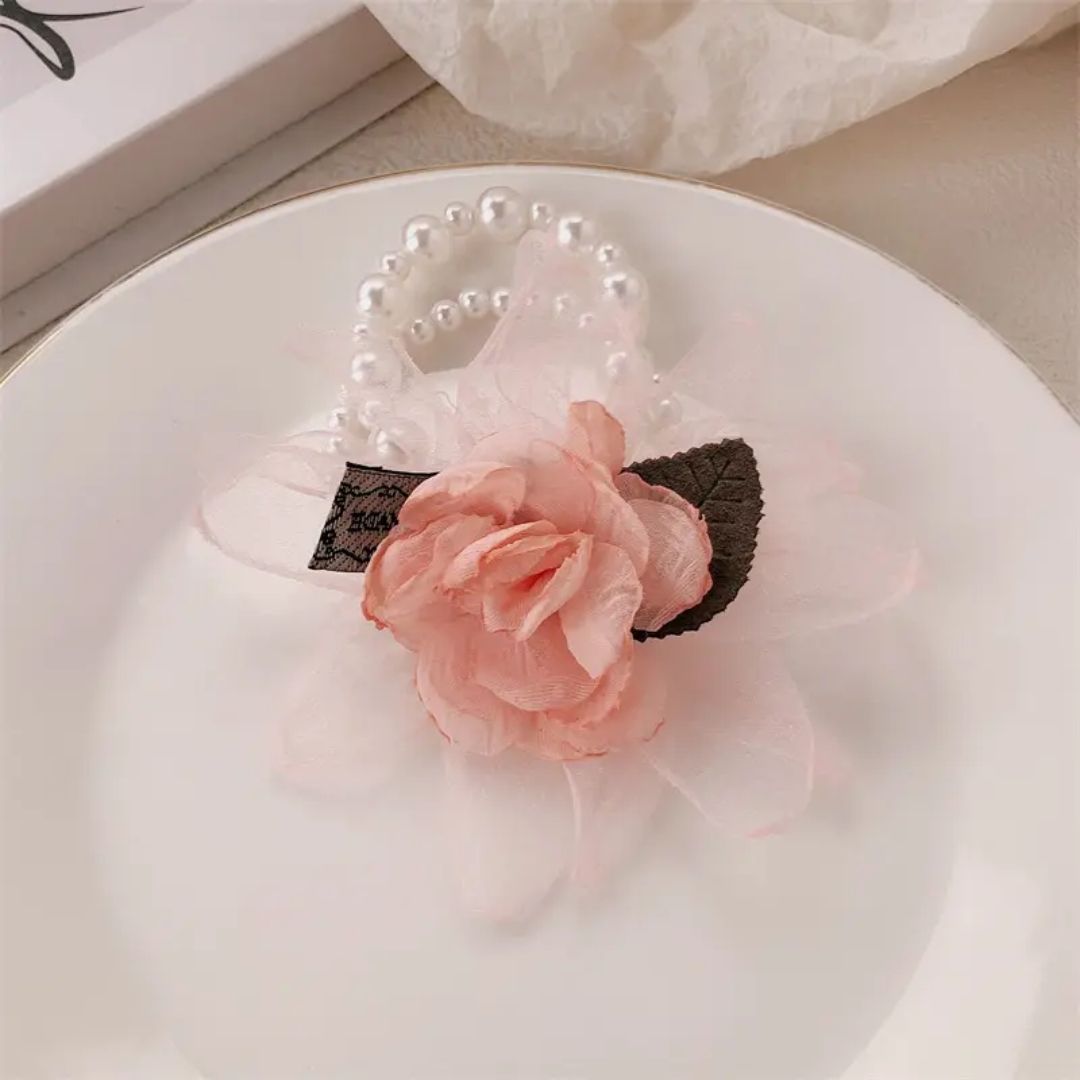 Pink Rosette Hair Tie