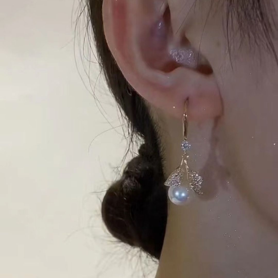 Lumina Leaf Drop Huggies Earrings