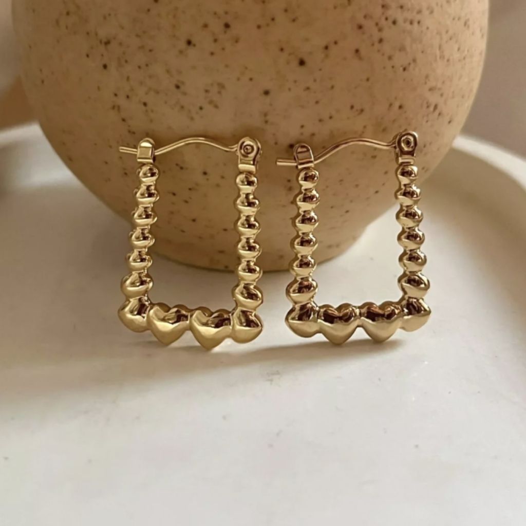 Heart & Edge Gold Earrings