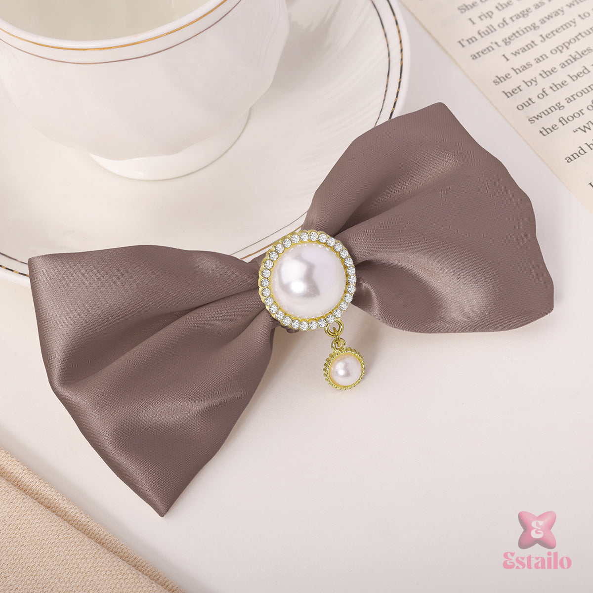 Pearl Drop Bow Hair Clip