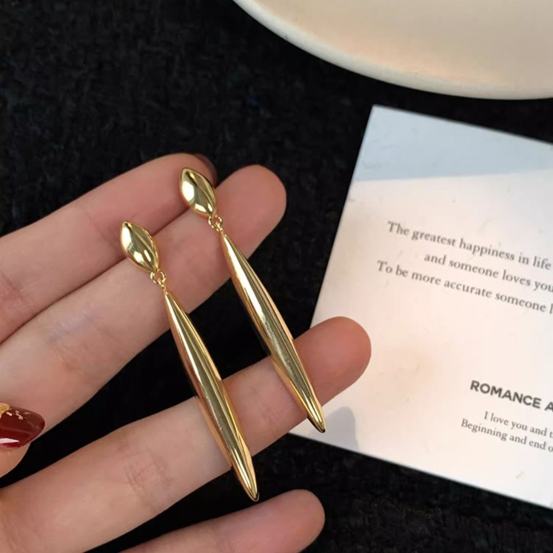Golden Sleek Drops Earrings